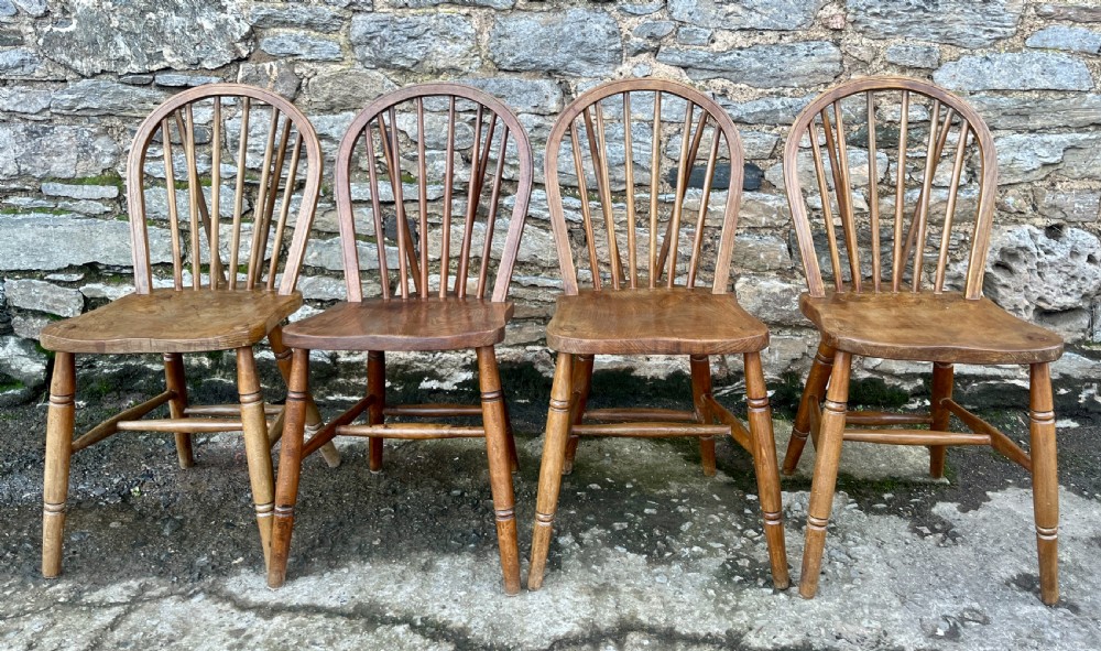 Set of 4 Antique War Department Elm Hoop Back Chairs View IV