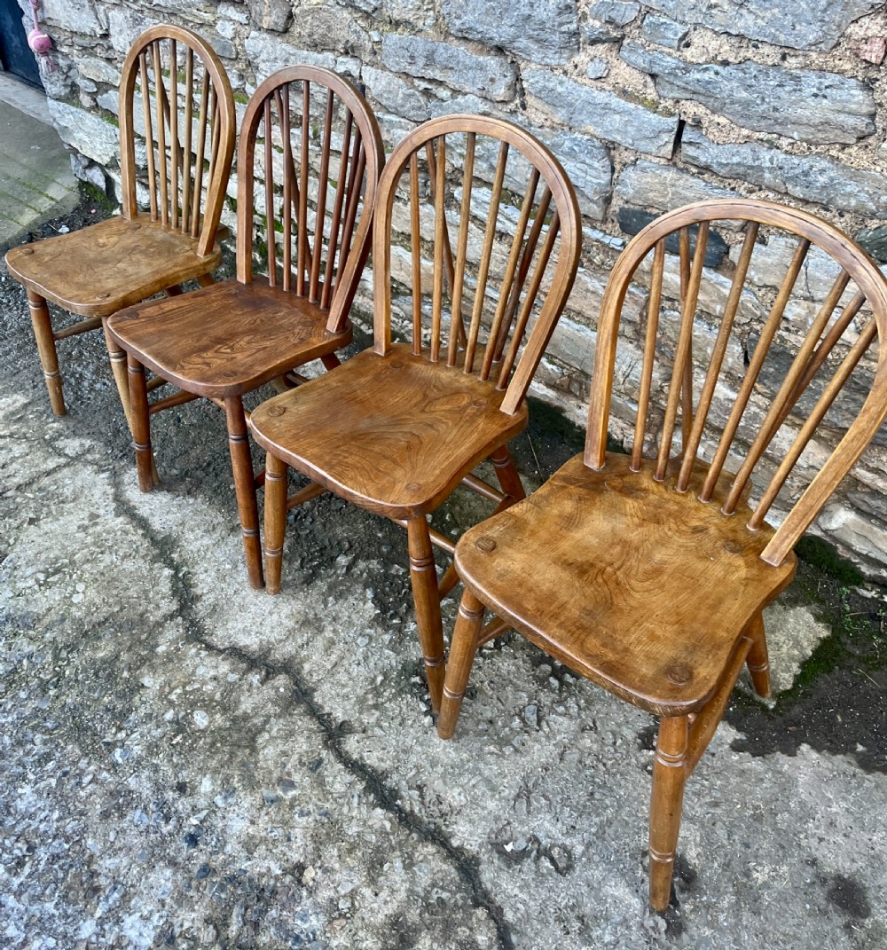 Set of 4 Antique War Department Elm Hoop Back Chairs View VI