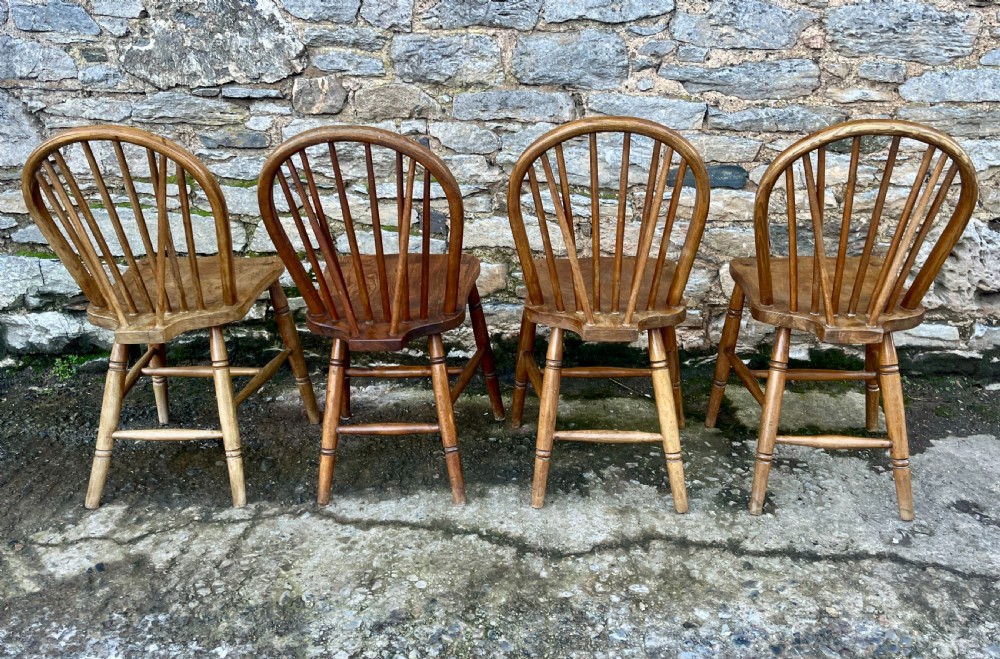 Set of 4 Antique War Department Elm Hoop Back Chairs View IX