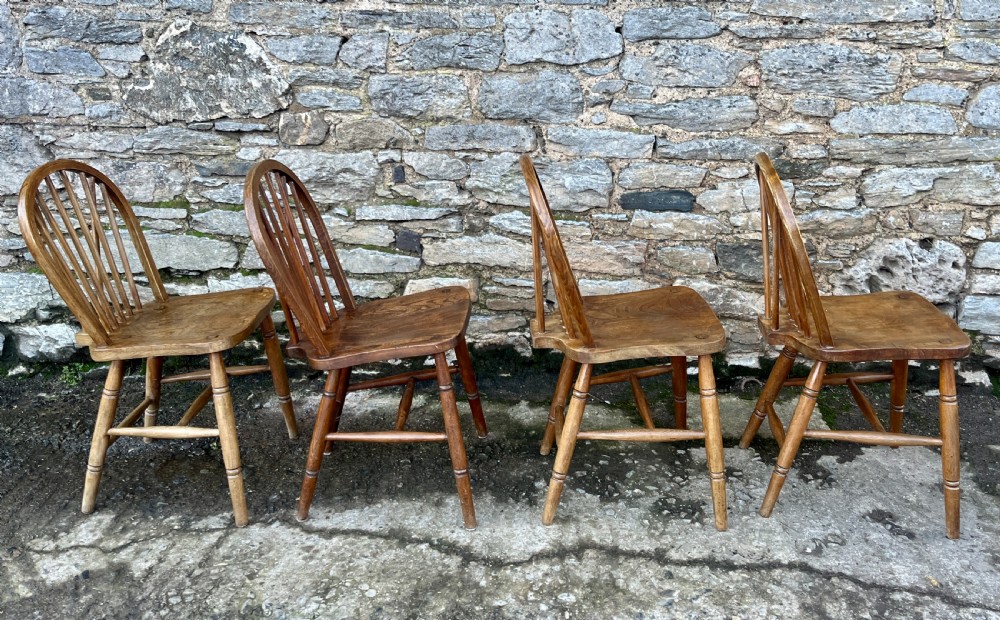 Set of 4 Antique War Department Elm Hoop Back Chairs View X