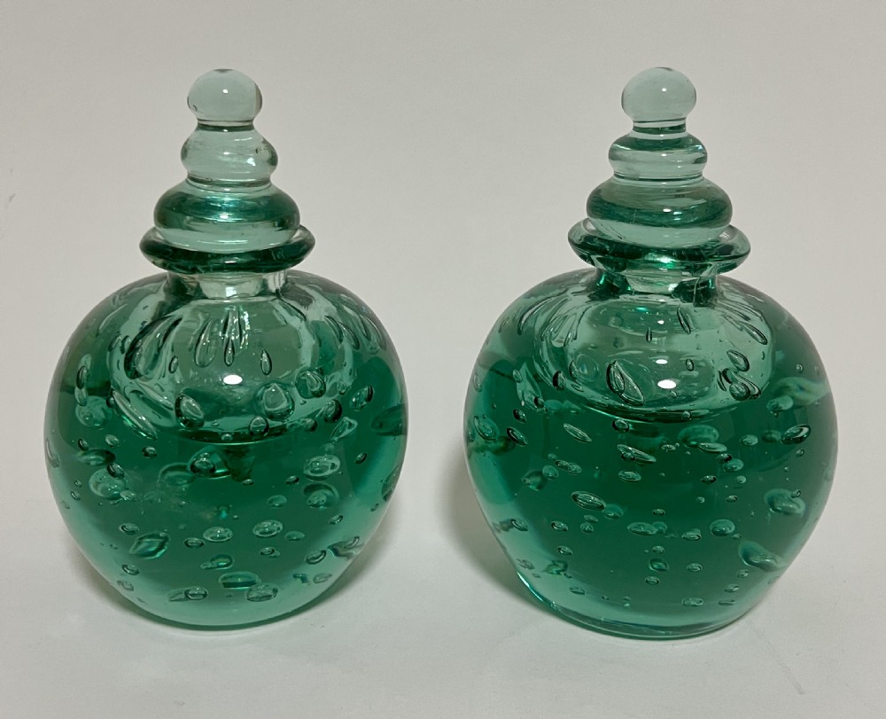 Pair of Antique Stourbridge Dump Inkwells