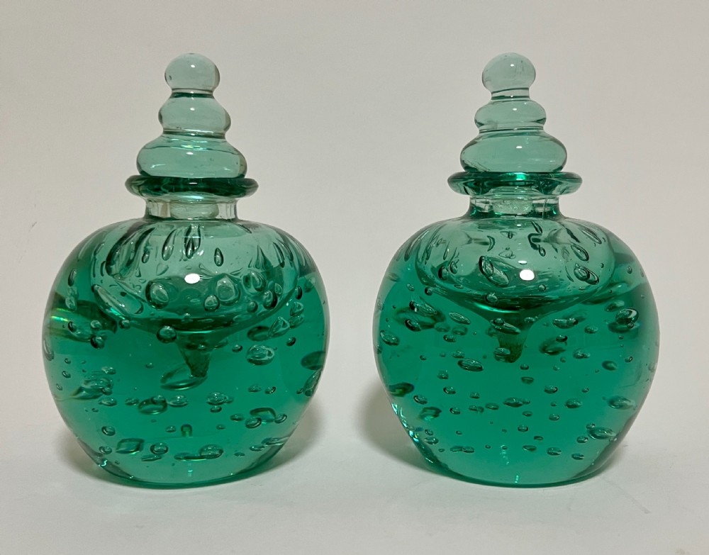 Pair of Antique Stourbridge Dump Inkwells View II