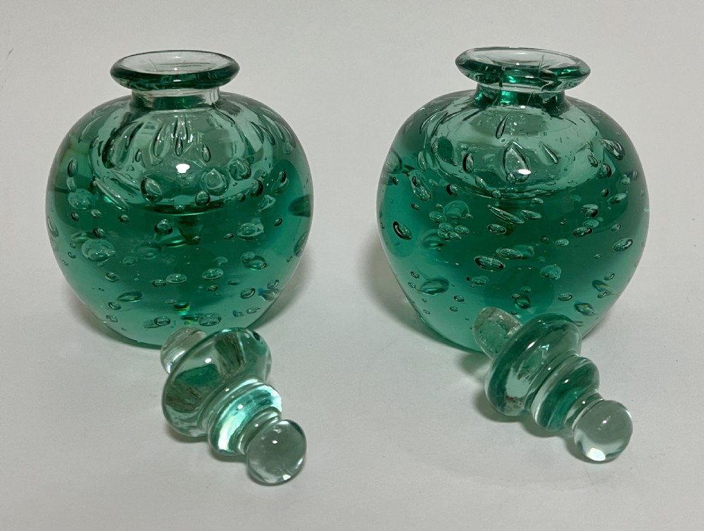 Pair of Antique Stourbridge Dump Inkwells View V