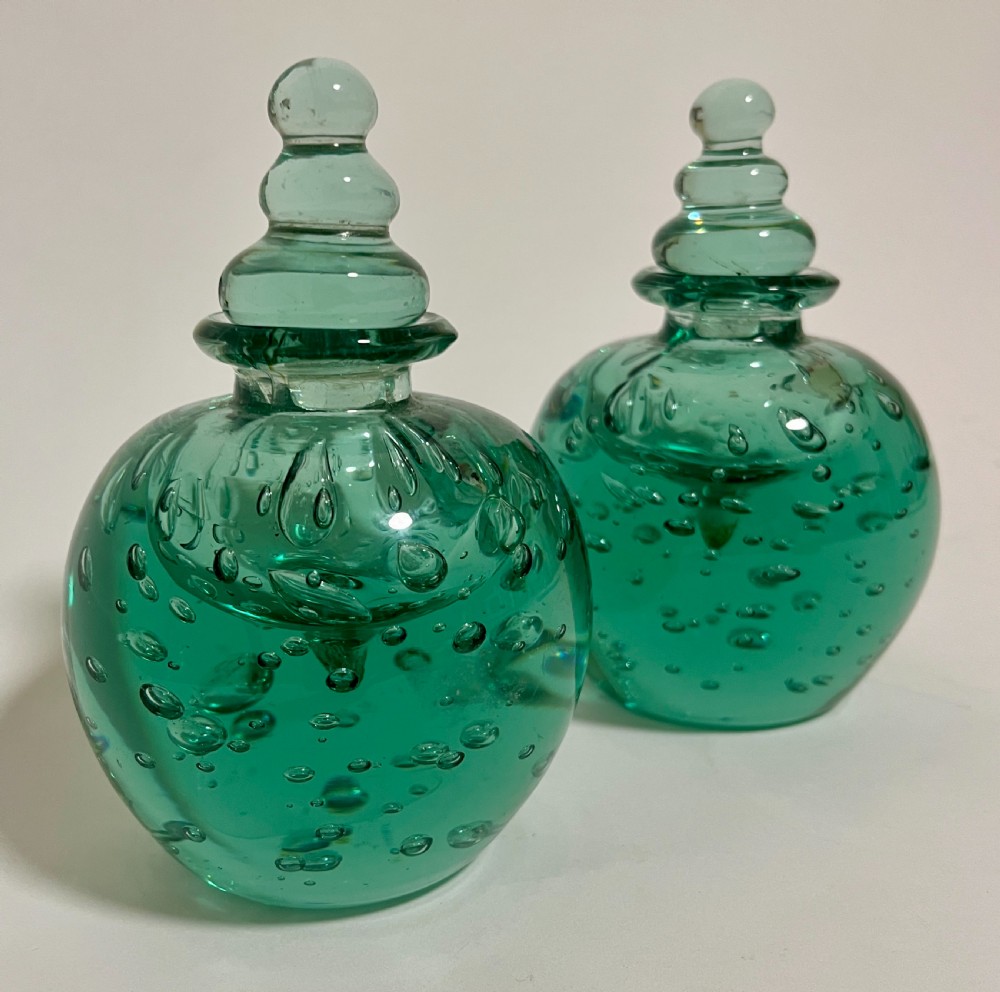 Pair of Antique Stourbridge Dump Inkwells View VI