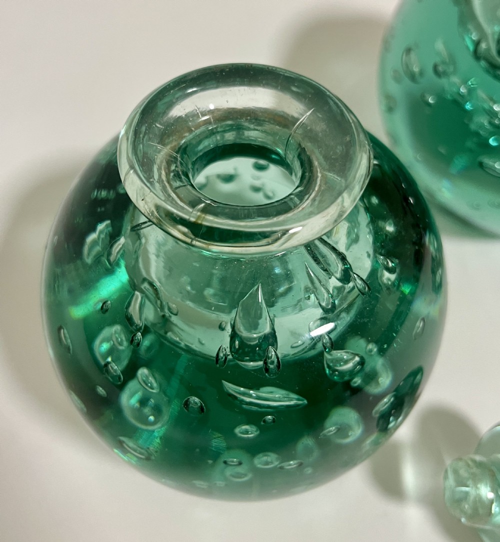 Pair of Antique Stourbridge Dump Inkwells View VIII