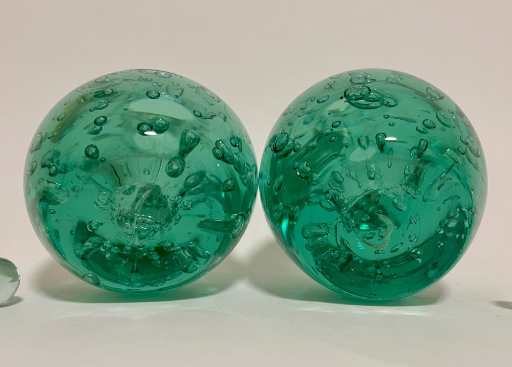 Pair of Antique Stourbridge Dump Inkwells View XI