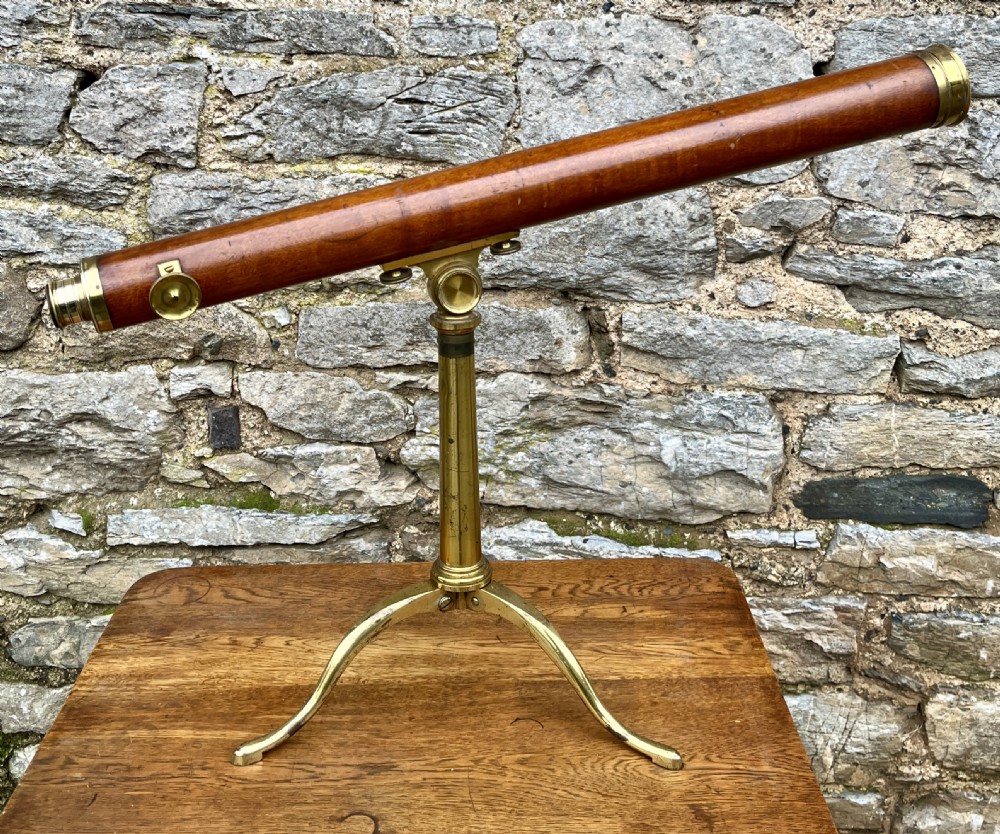 Victorian Mahogany & Brass Library Telescope by Bate of London