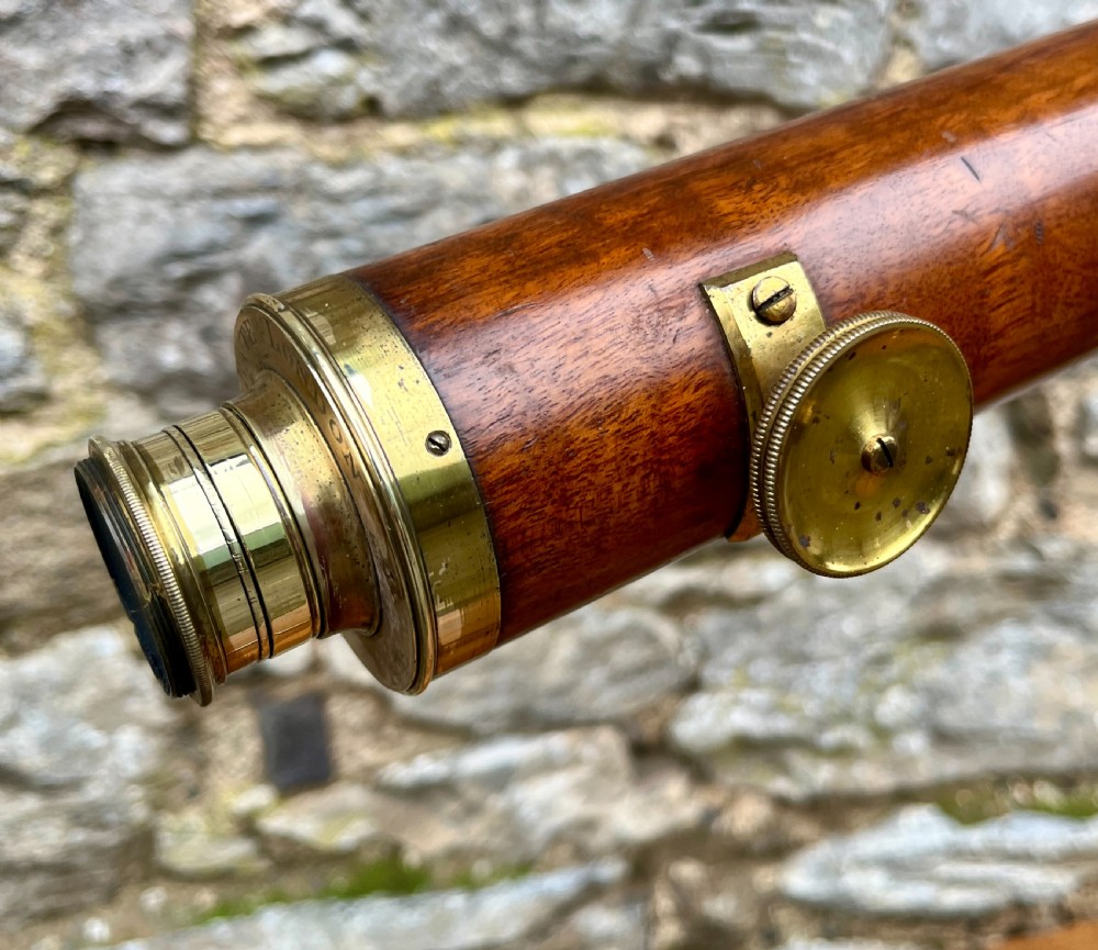 Victorian Mahogany & Brass Library Telescope by Bate of London View III