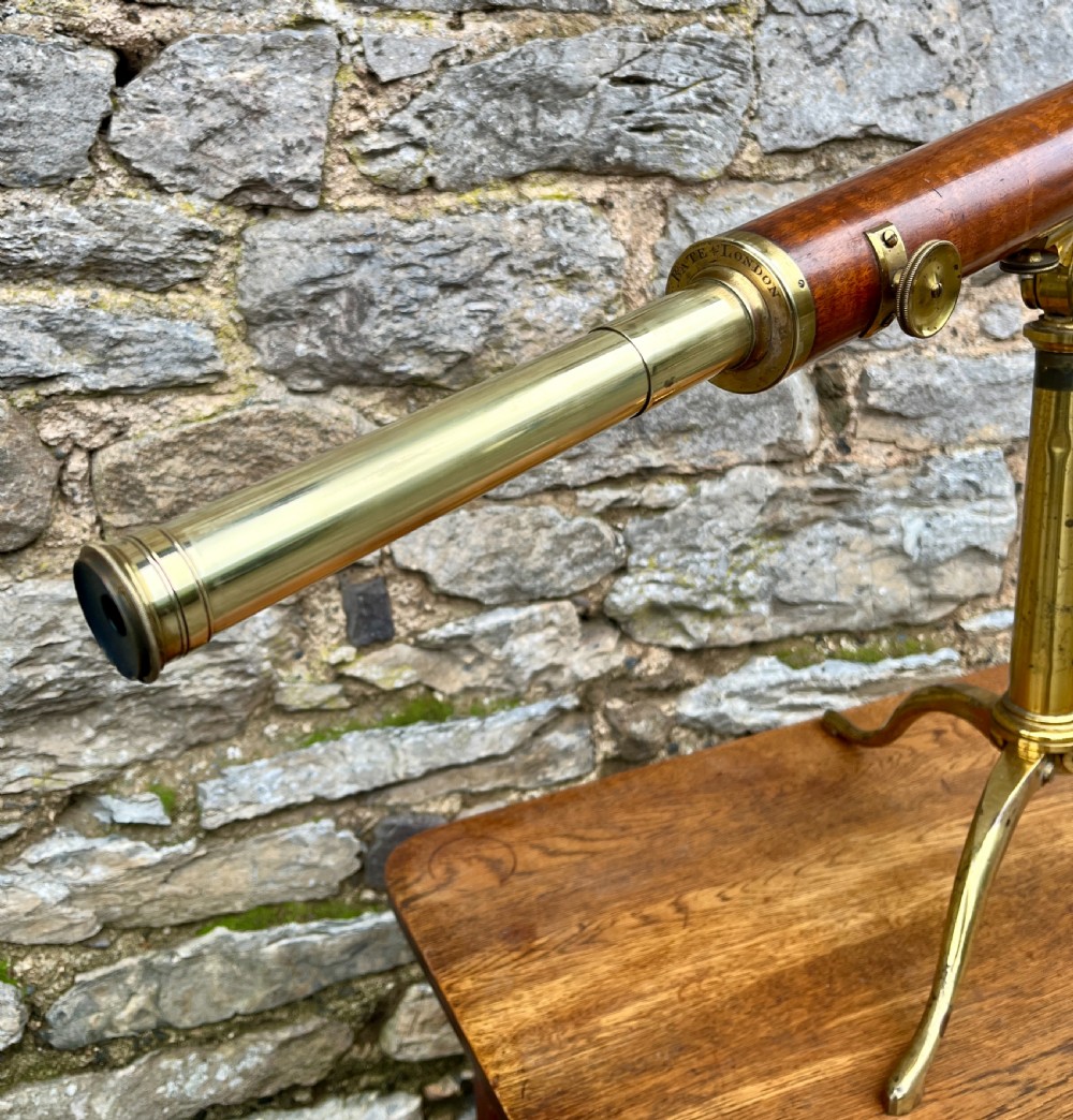 Victorian Mahogany & Brass Library Telescope by Bate of London View V