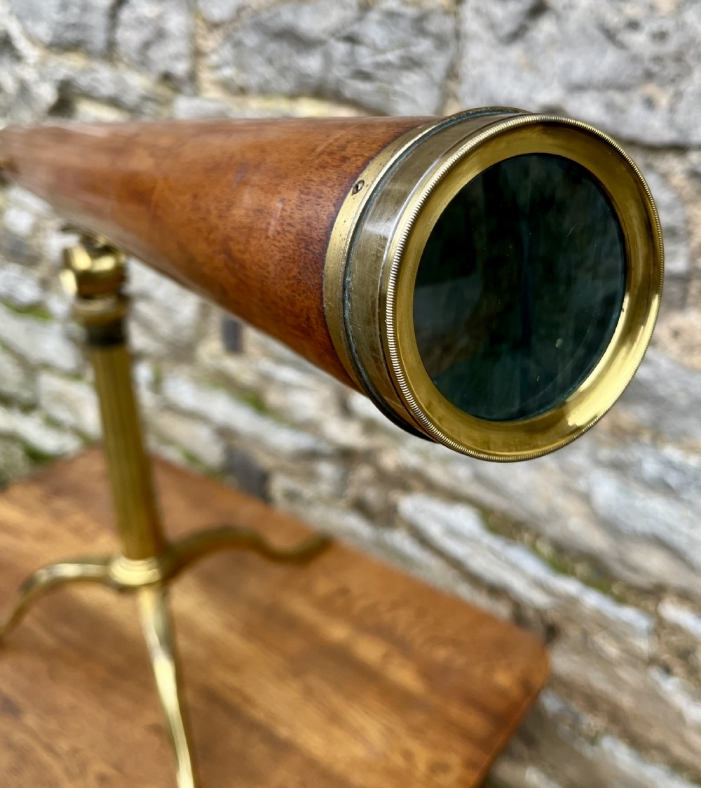 Victorian Mahogany & Brass Library Telescope by Bate of London View VI