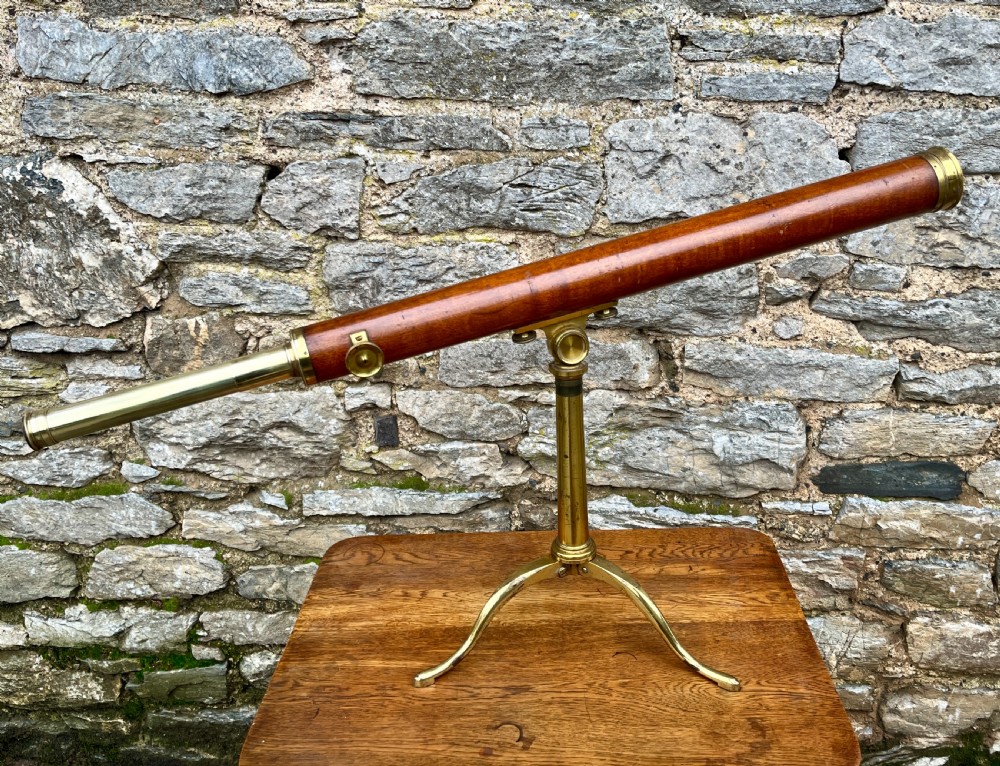 Victorian Mahogany & Brass Library Telescope by Bate of London View VII