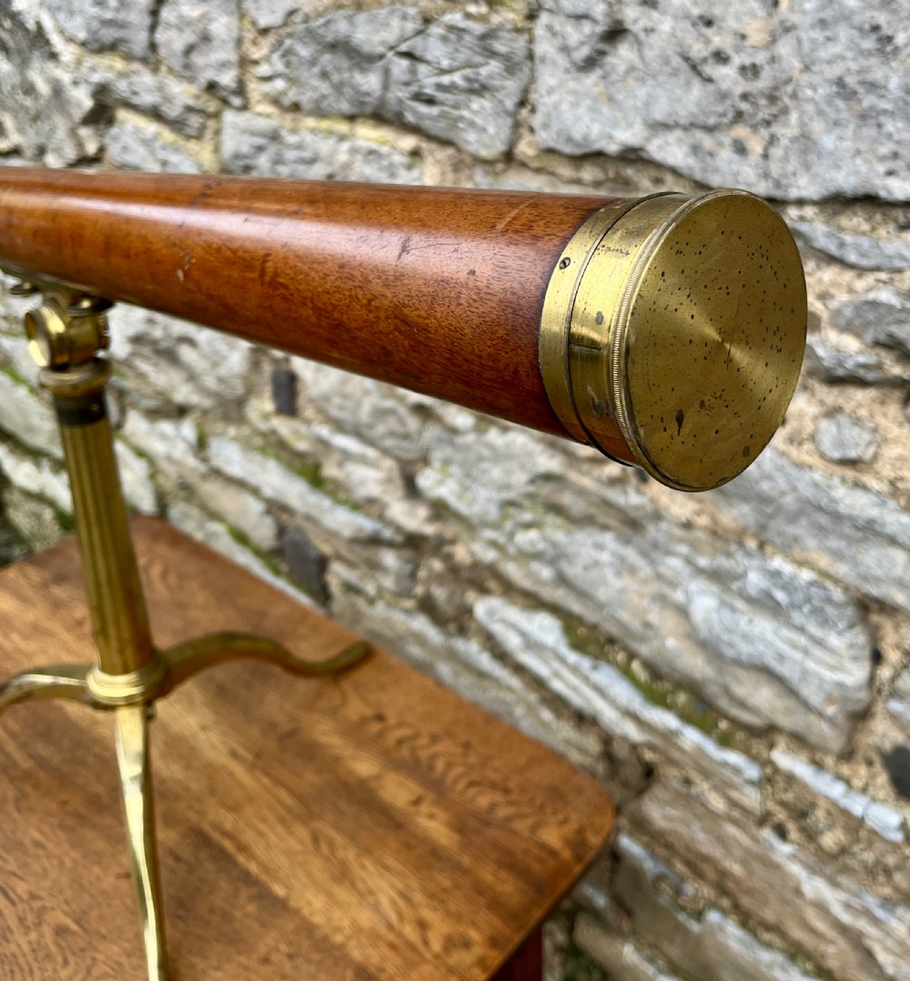 Victorian Mahogany & Brass Library Telescope by Bate of London View IX