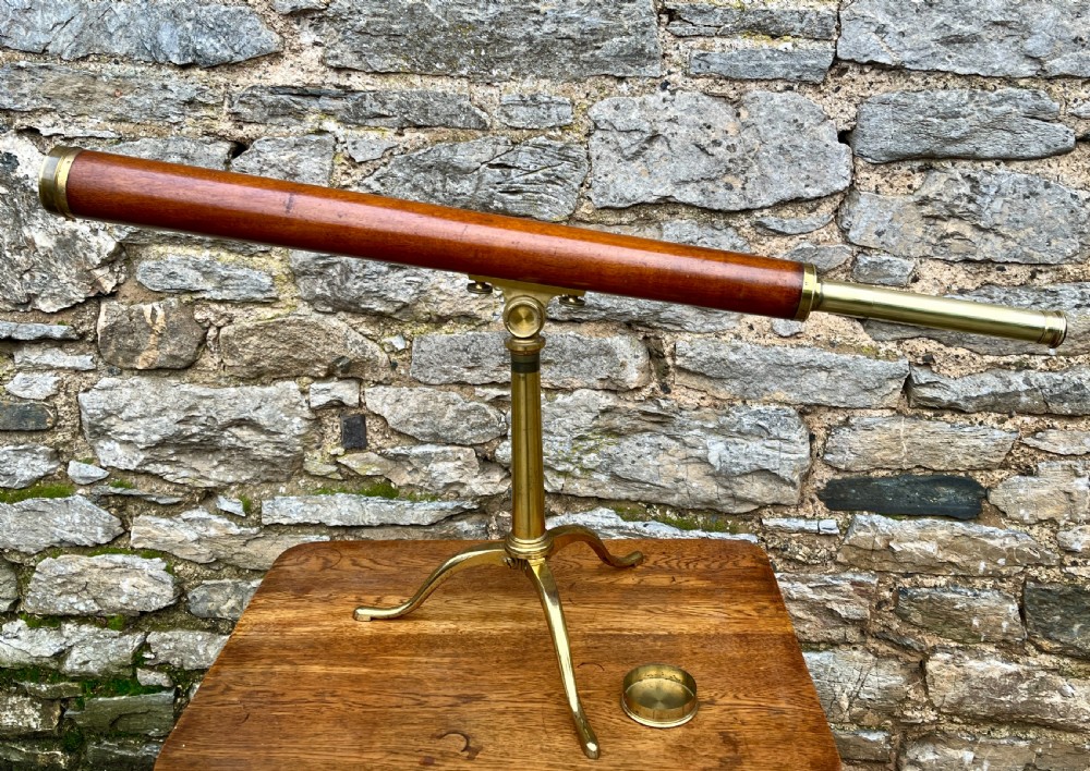 Victorian Mahogany & Brass Library Telescope by Bate of London View X