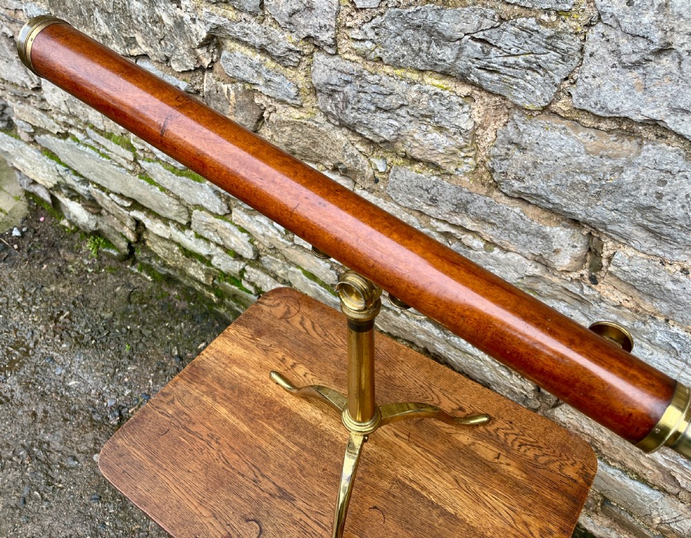 Victorian Mahogany & Brass Library Telescope by Bate of London View XI