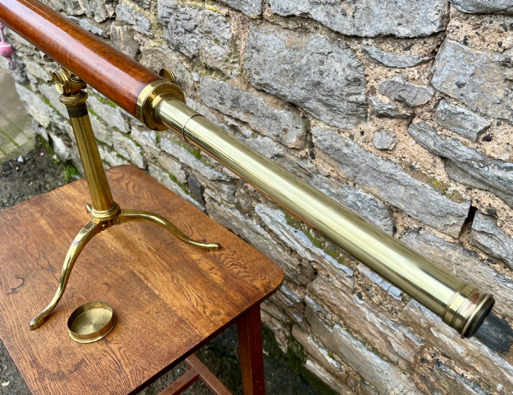 Victorian Mahogany & Brass Library Telescope by Bate of London View XII