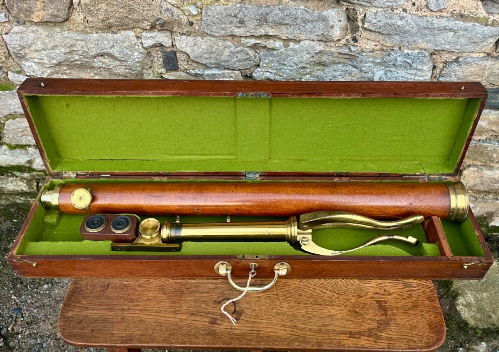 Victorian Mahogany & Brass Library Telescope by Bate of London View XXIV