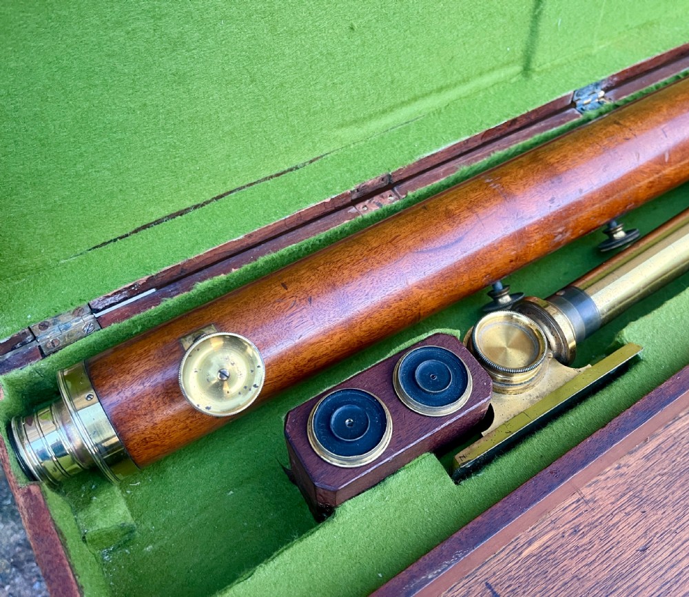 Victorian Mahogany & Brass Library Telescope by Bate of London View XXVI