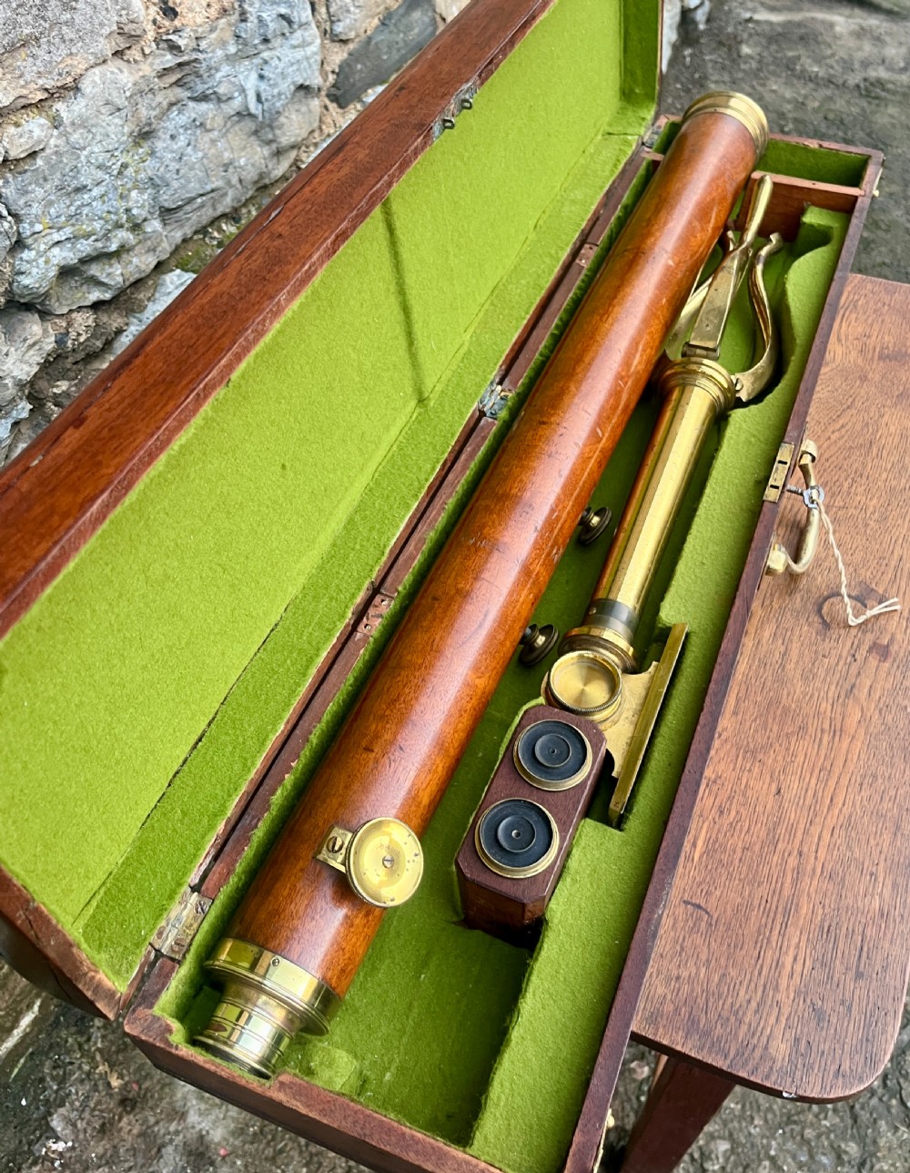 Victorian Mahogany & Brass Library Telescope by Bate of London View XXVII