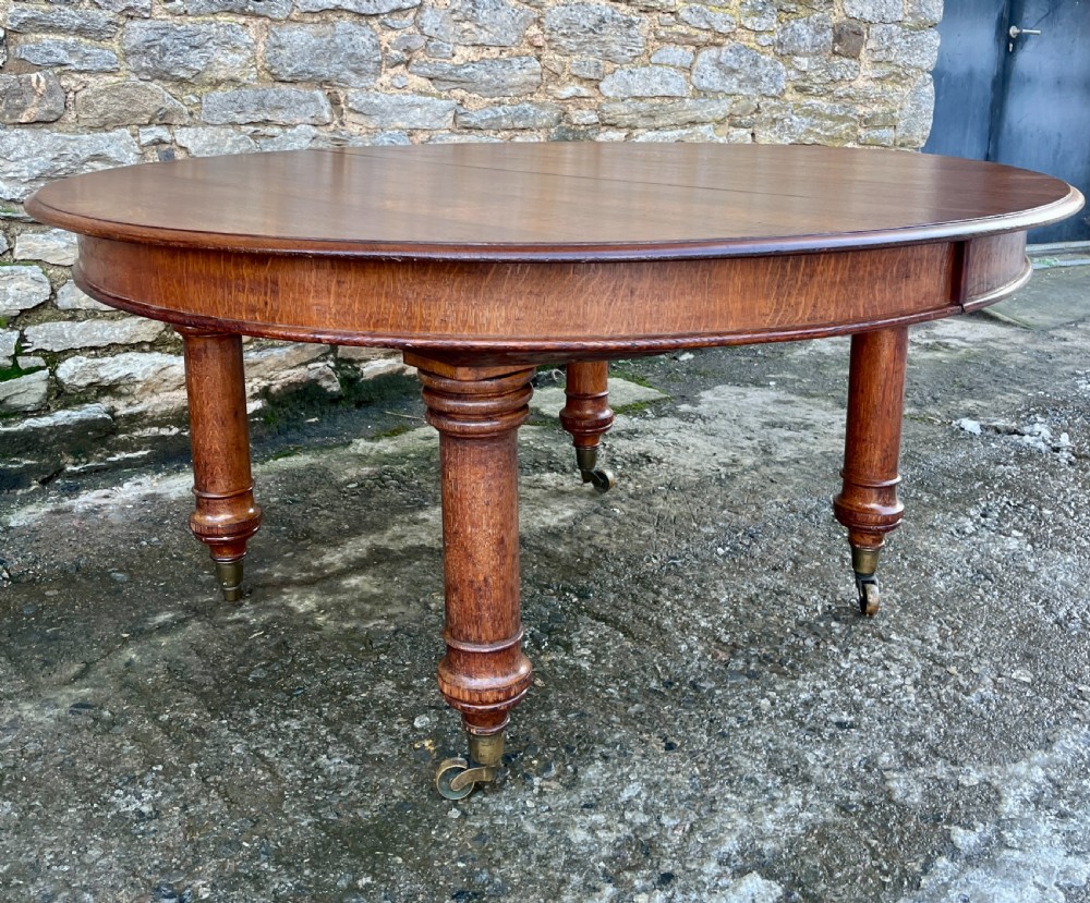 Victorian Oak Extending Dining Table by Howard & Sons View III