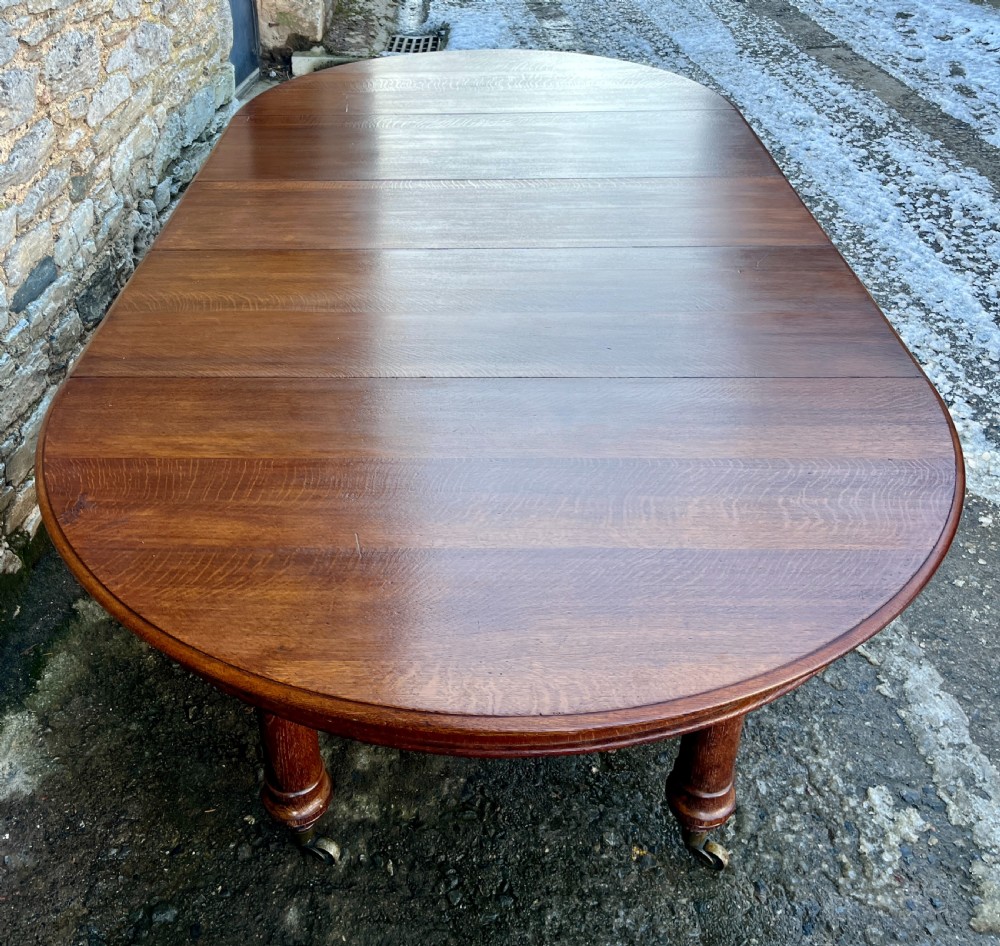 Victorian Oak Extending Dining Table by Howard & Sons View X