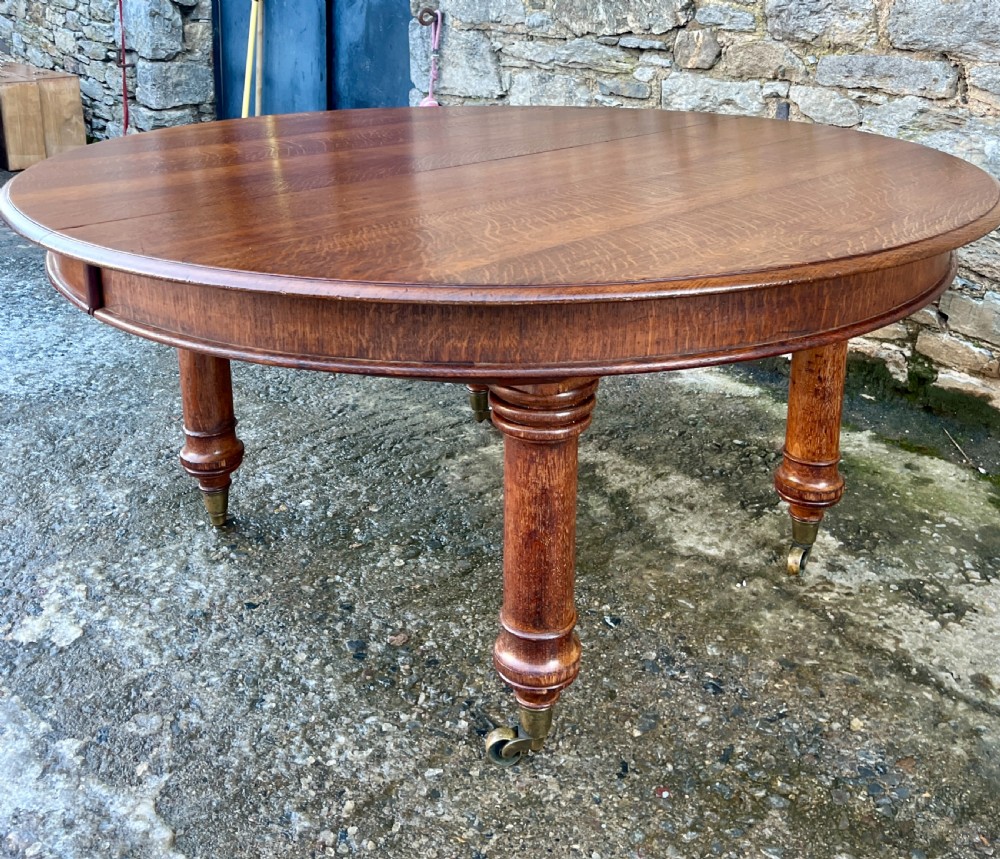 Victorian Oak Extending Dining Table by Howard & Sons View XVII