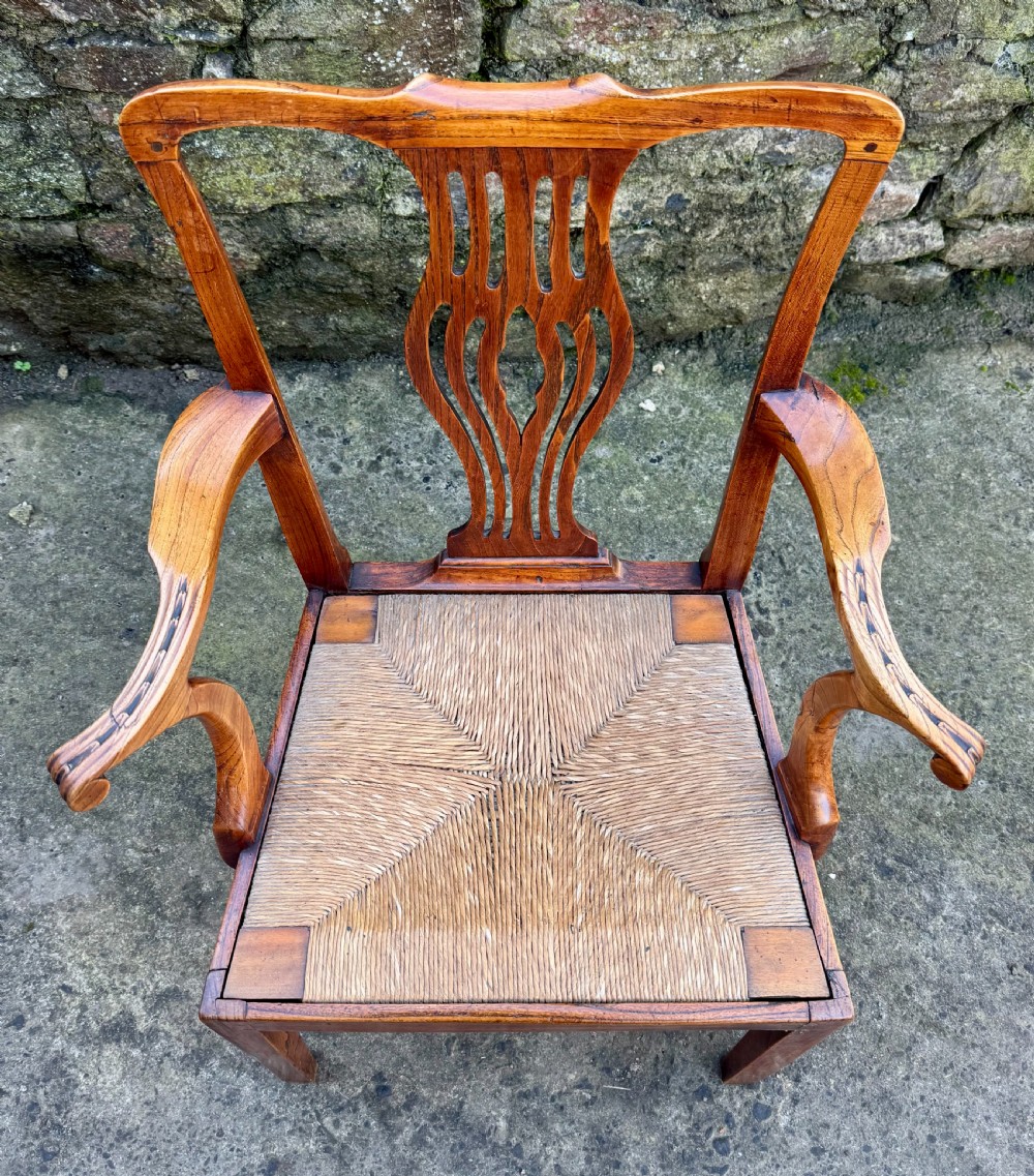 Georgian Elm Rush Seat Carver Chair View III