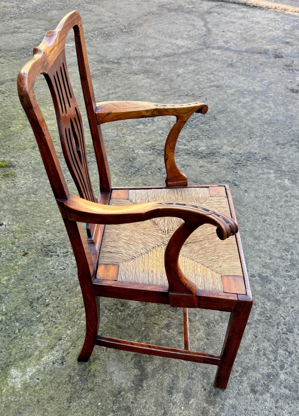 Georgian Elm Rush Seat Carver Chair View IV
