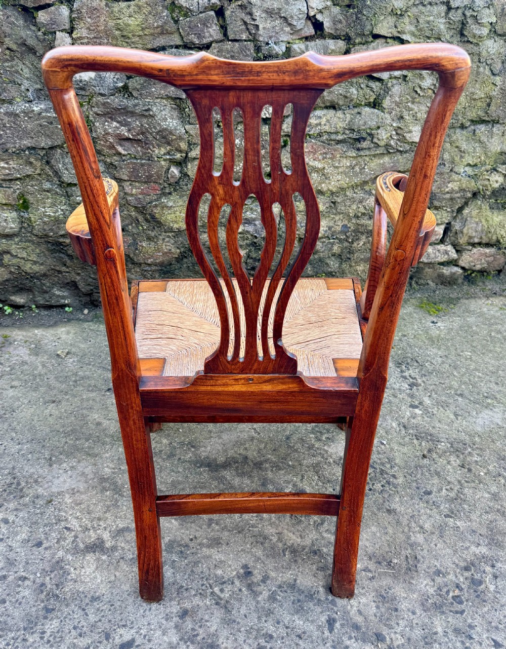 Georgian Elm Rush Seat Carver Chair View VII