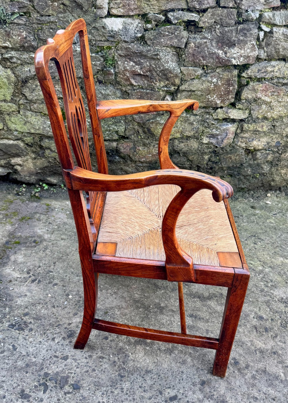 Georgian Elm Rush Seat Carver Chair View VIII