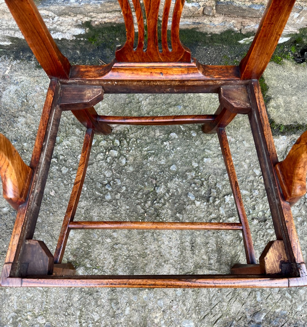 Georgian Elm Rush Seat Carver Chair View XI