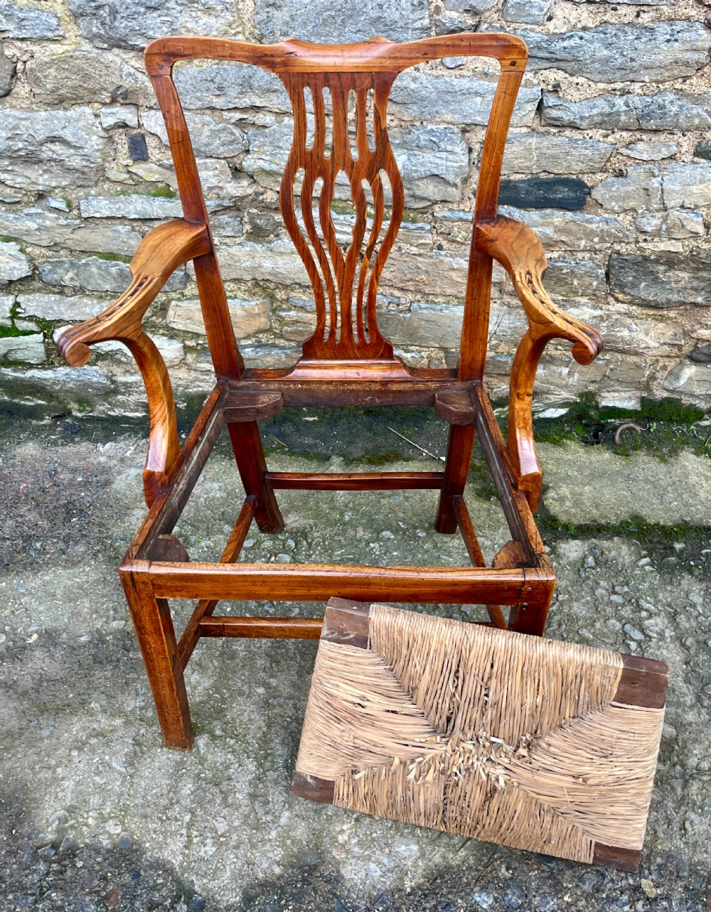 Georgian Elm Rush Seat Carver Chair View XII