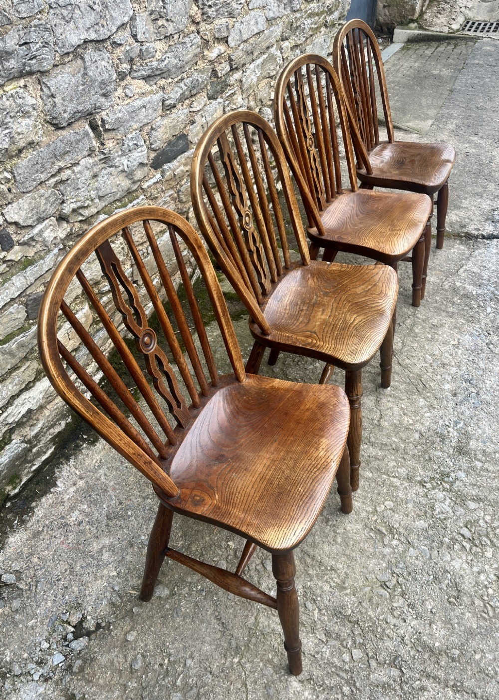 Set of 4 Victorian Elm Hoop Back Chairs View V