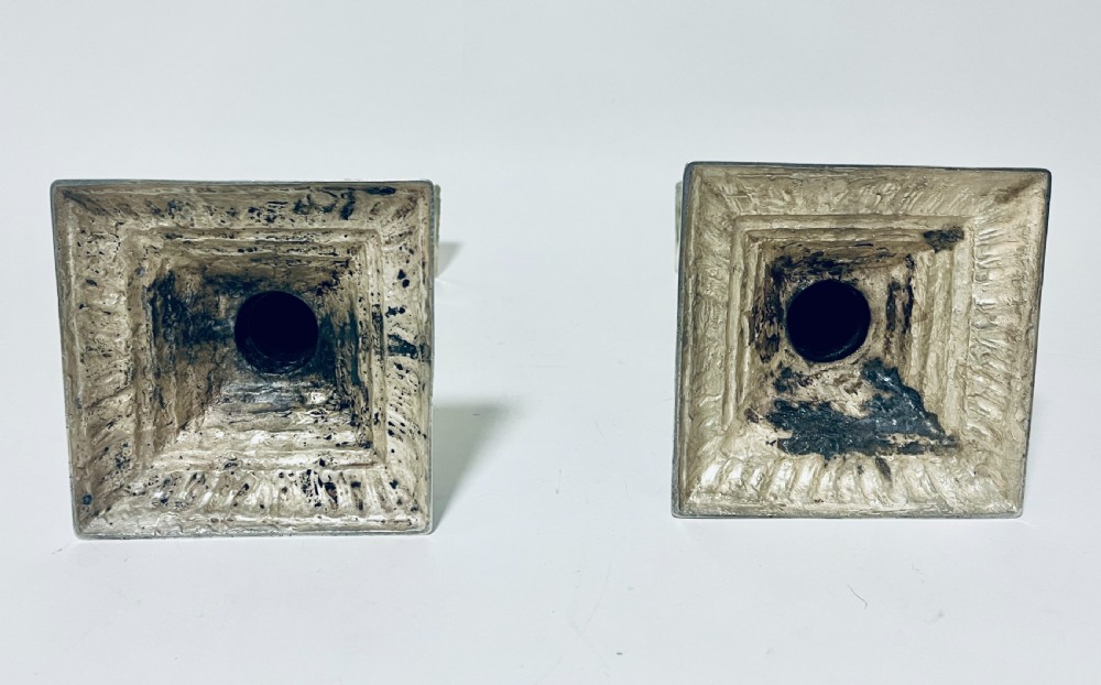 Pair of Georgian Silver Corinthian Column Candlesticks View X