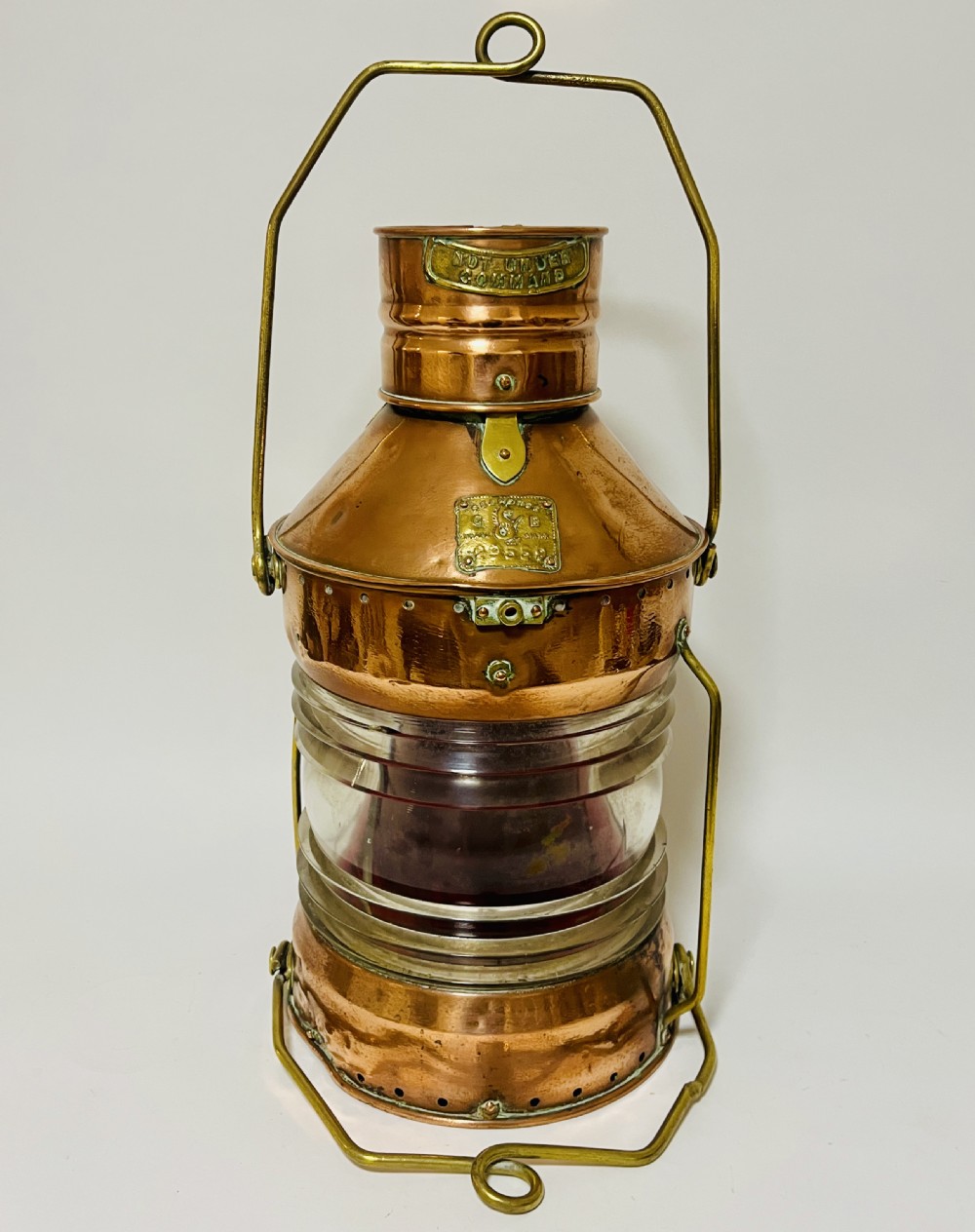 Antique Copper Ship’s Lamp with Oil Burner