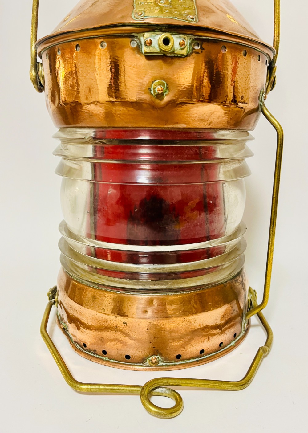 Antique Copper Ship’s Lamp with Oil Burner View IV