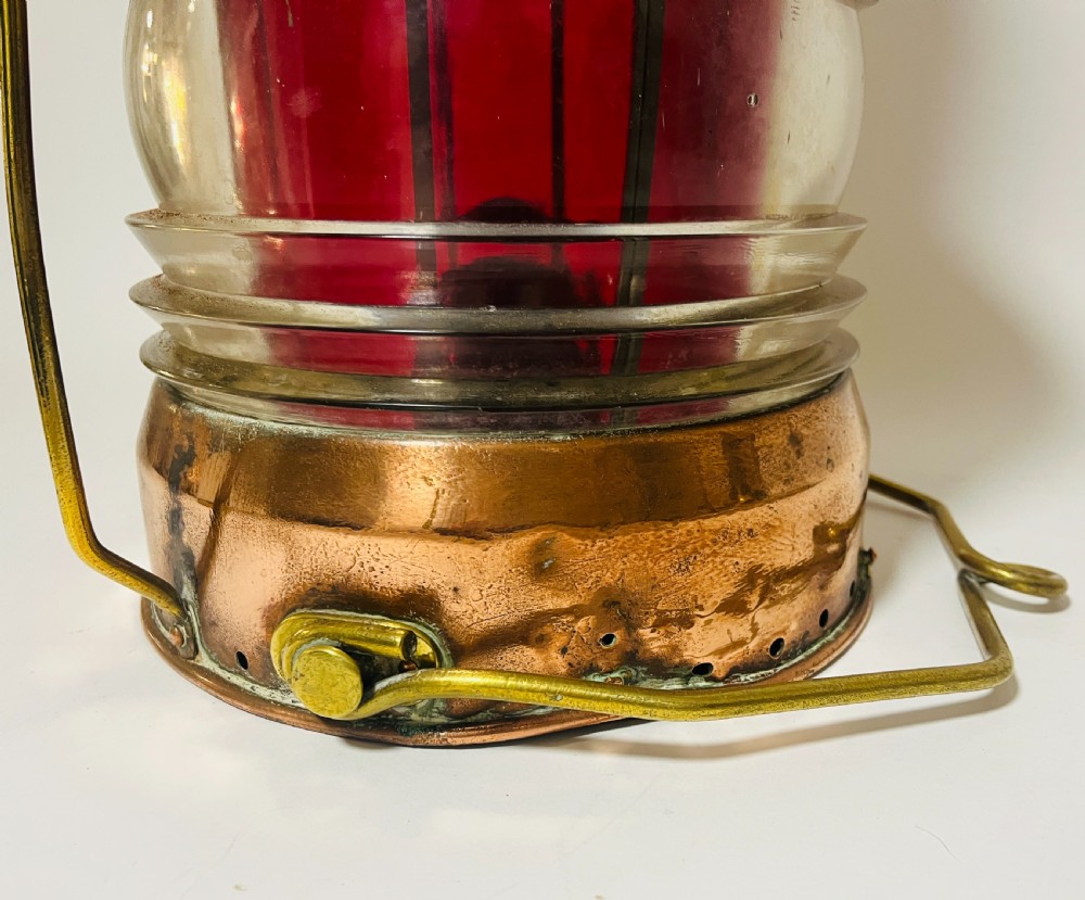 Antique Copper Ship’s Lamp with Oil Burner View V