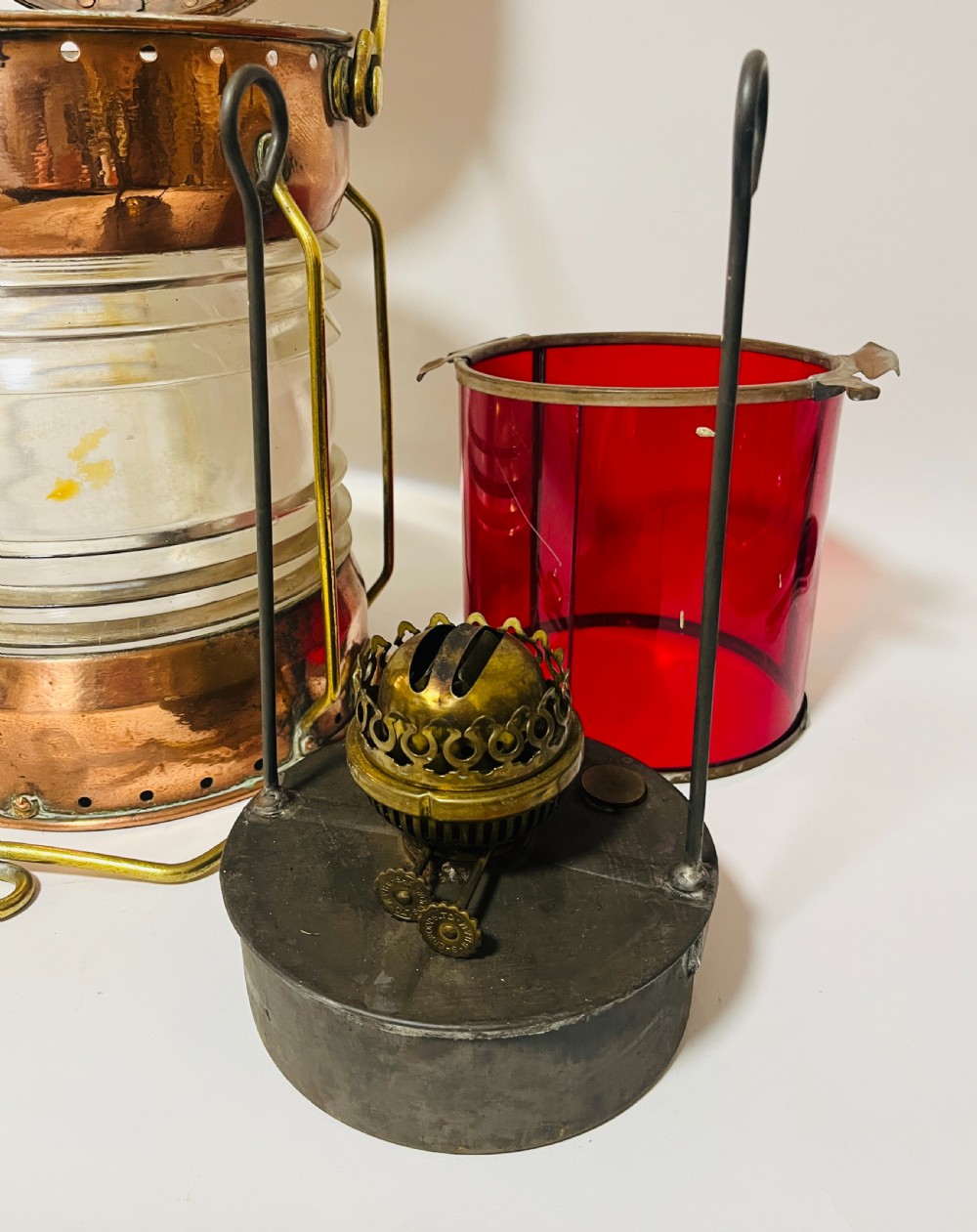 Antique Copper Ship’s Lamp with Oil Burner View VII