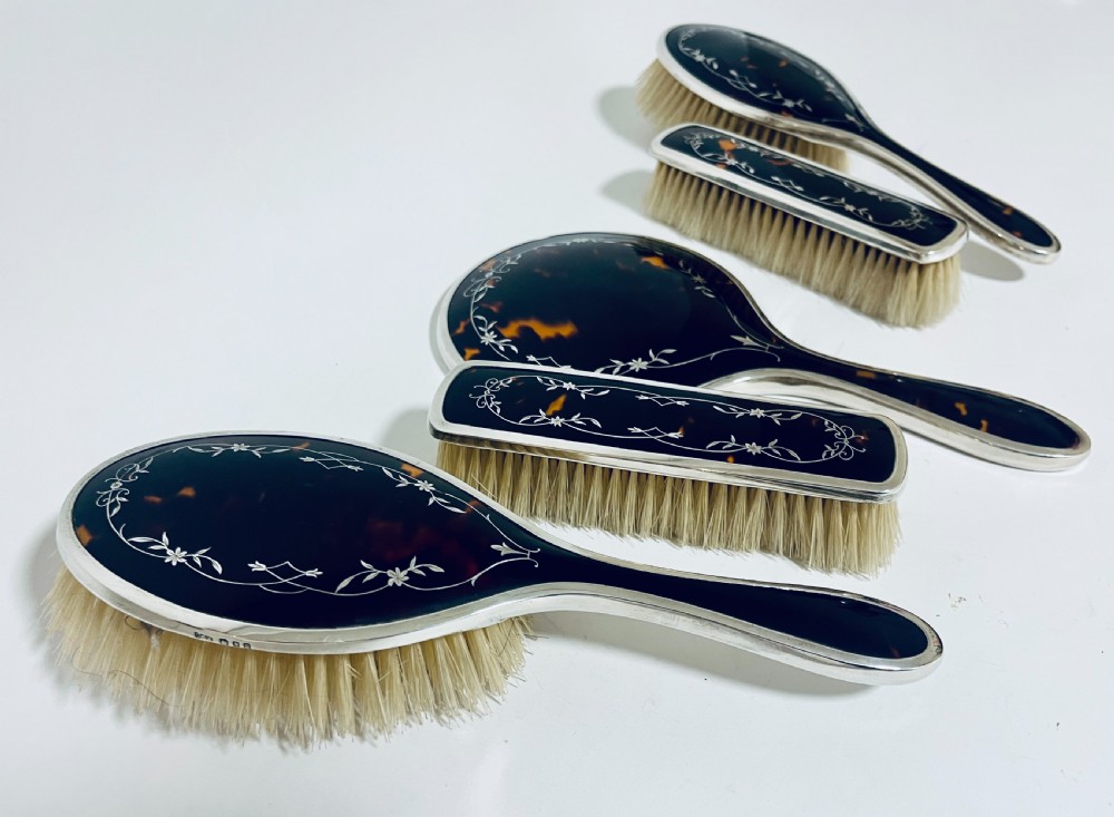 5-Piece Art Deco Tortoiseshell and Silver Vanity Set
 View IV