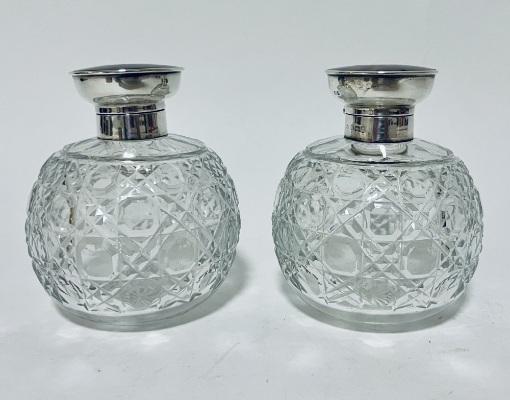 Pair of Tortoiseshell and Silver Scent Bottles View II