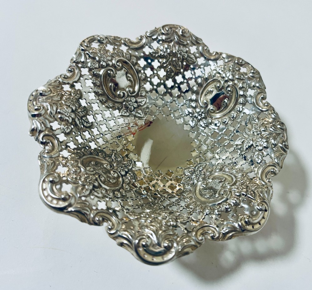 Antique Silver Pierced Dish View III