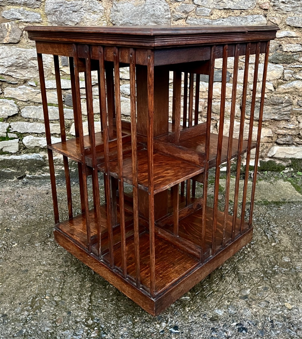 Antique Oak Revolving Bookcase View V