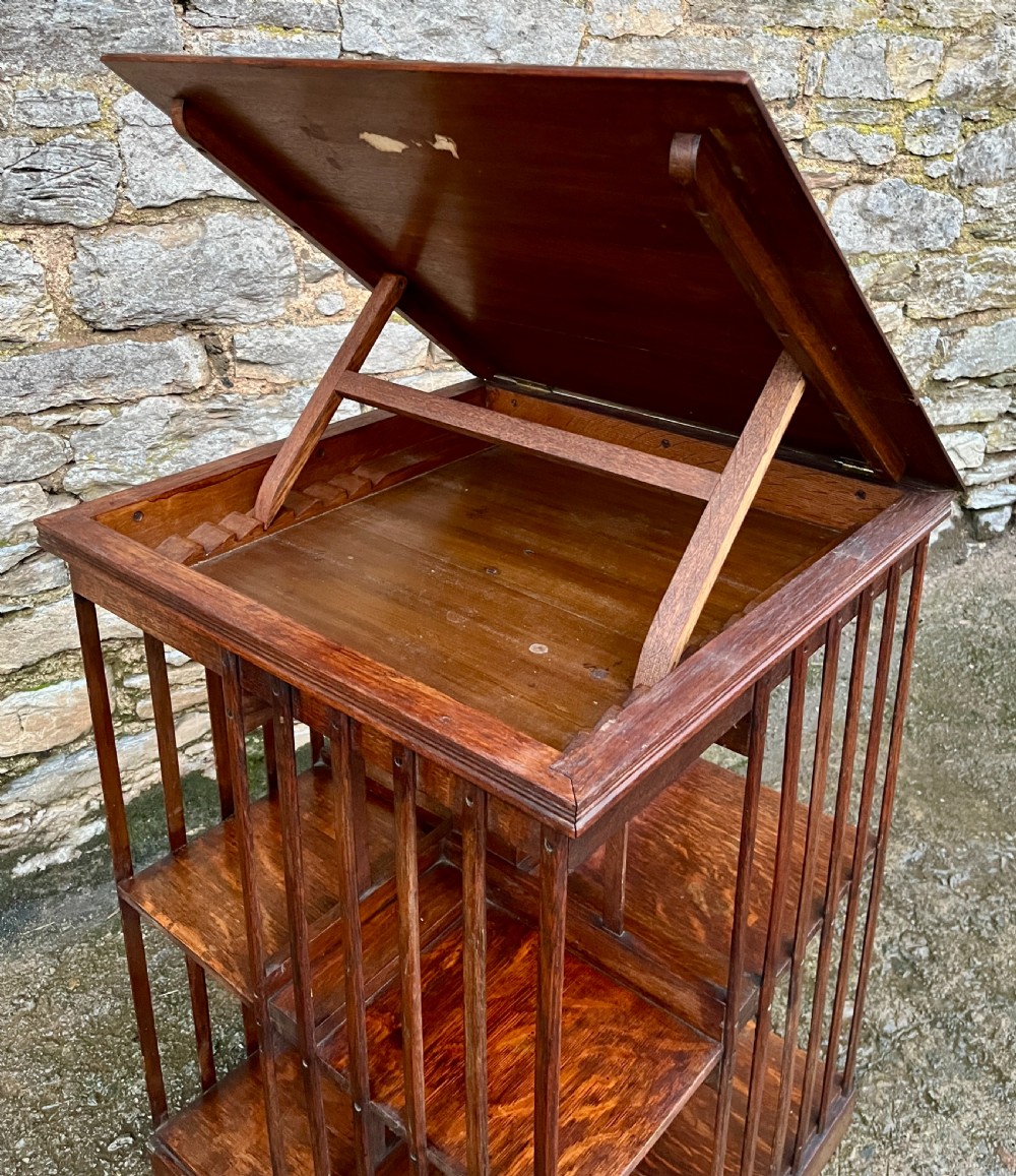 Antique Oak Revolving Bookcase View X