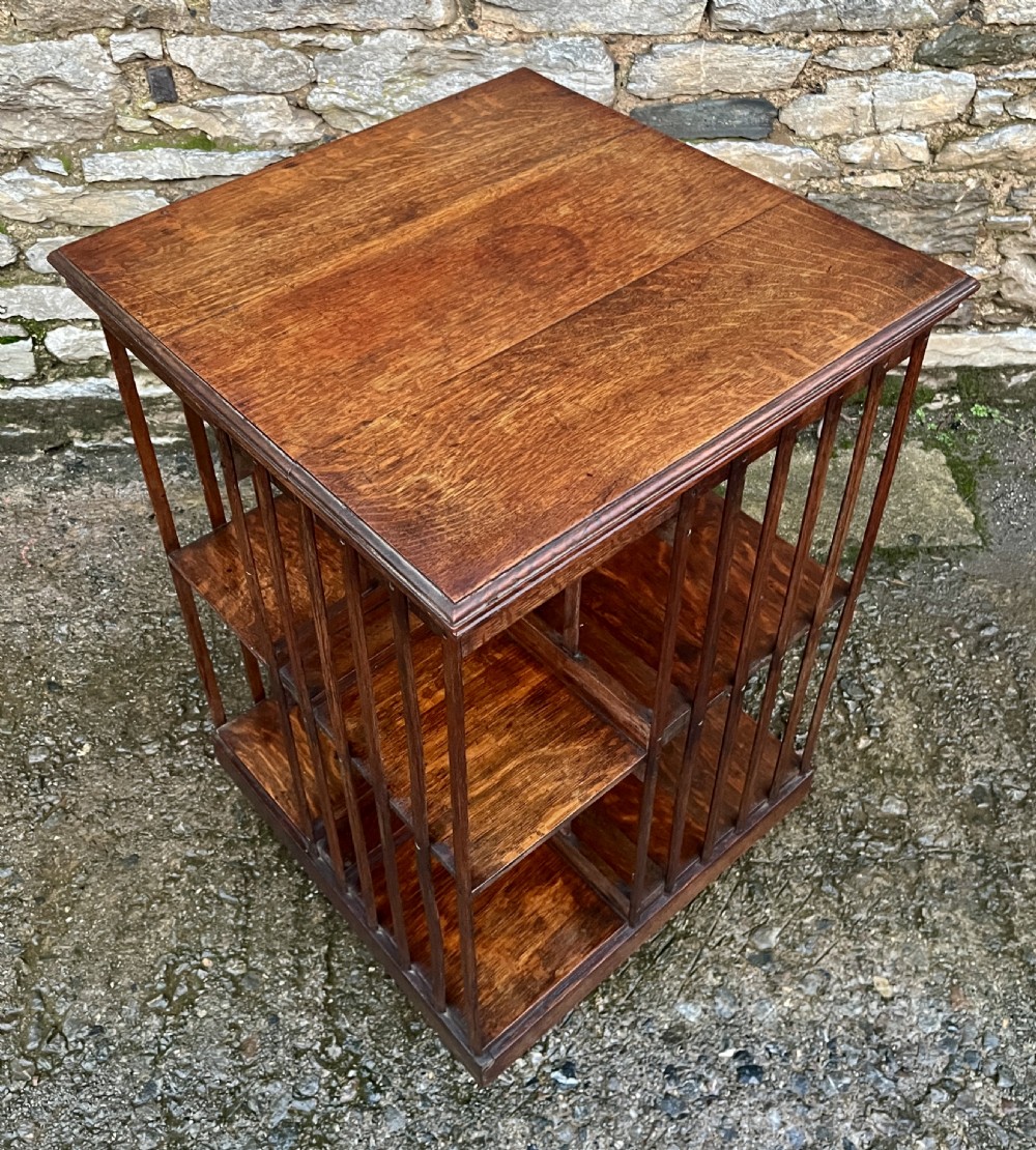Antique Oak Revolving Bookcase View XIX