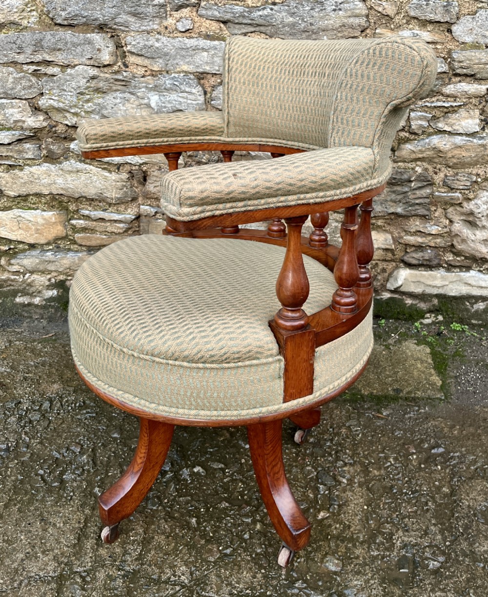 Victorian Oak Swivel Office Chair View VIII