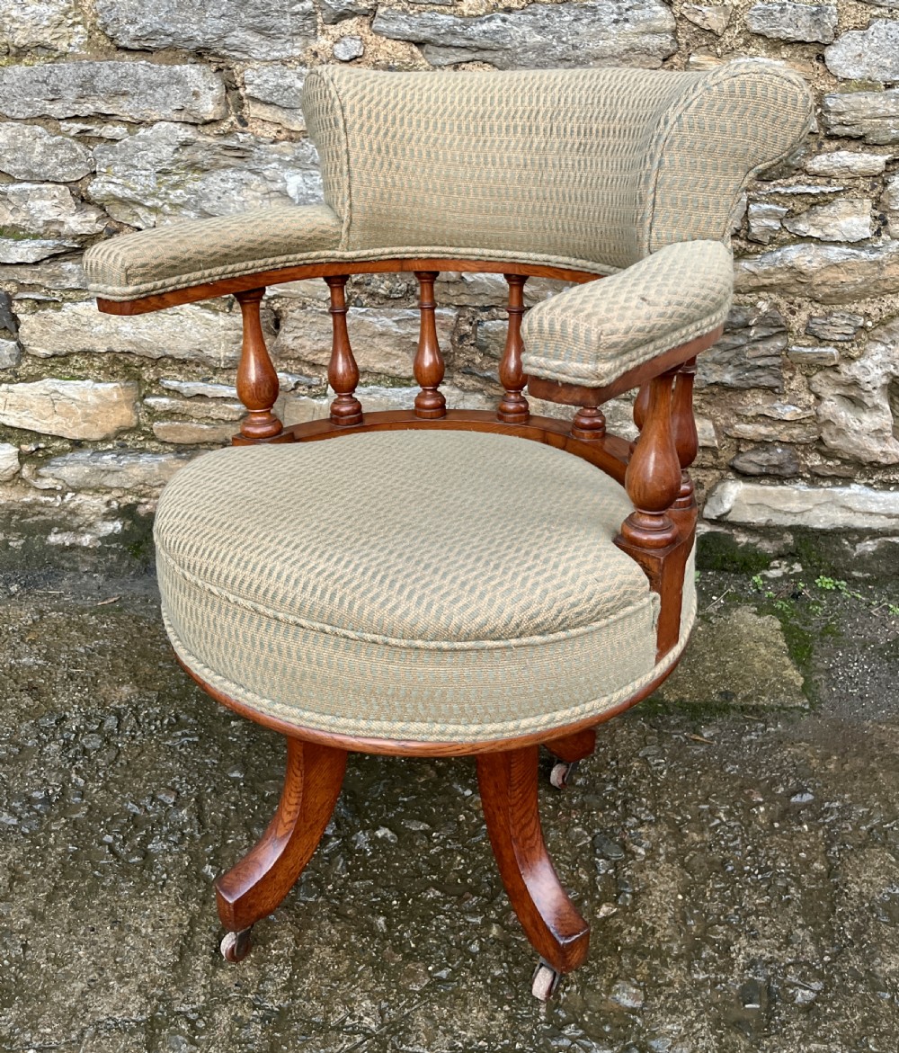 Victorian Oak Swivel Office Chair View IX