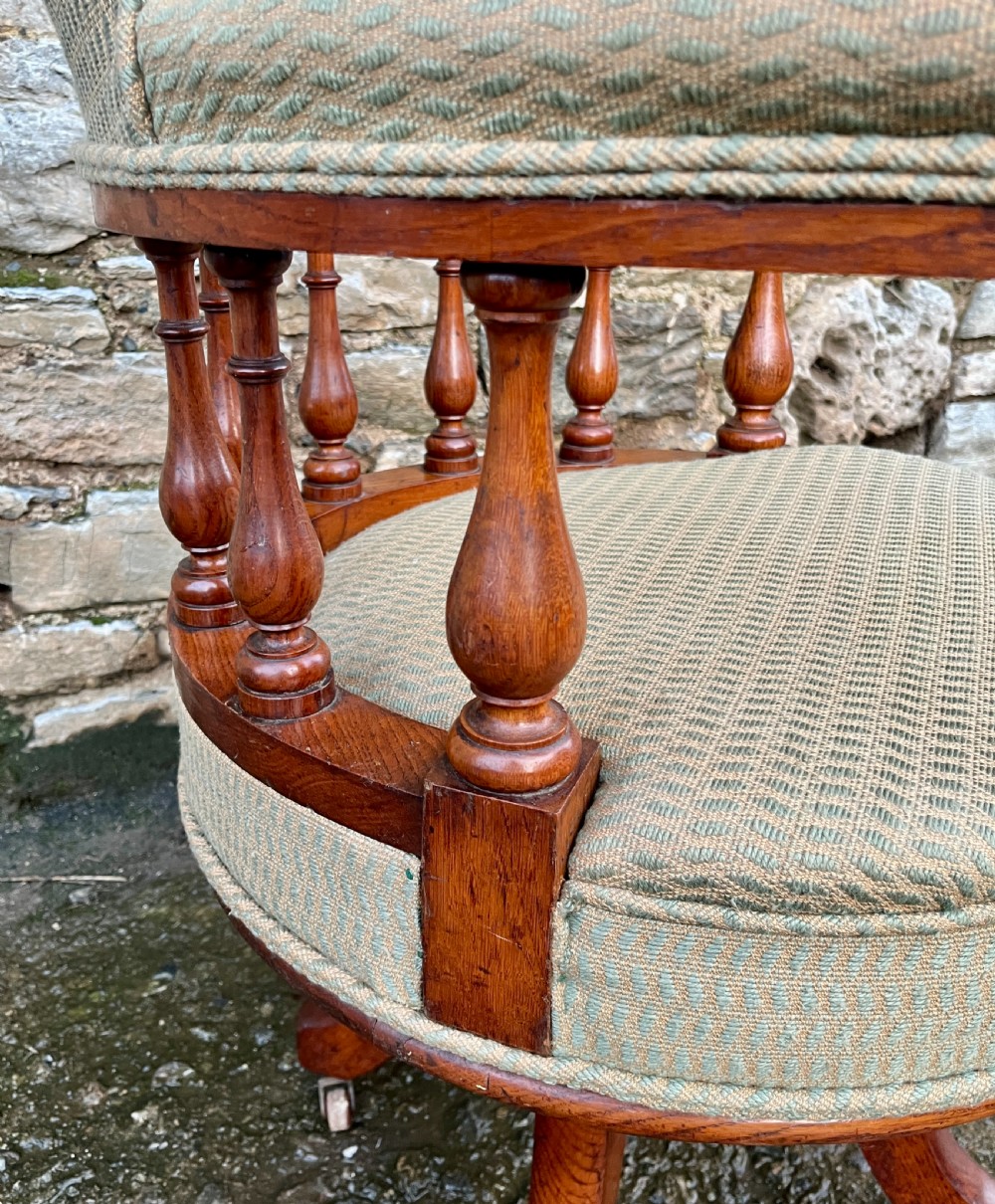Victorian Oak Swivel Office Chair View XII