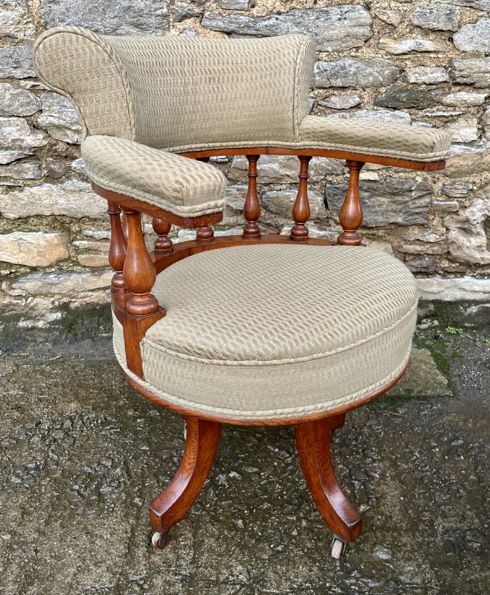 Victorian Oak Swivel Office Chair View XV