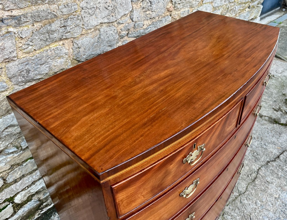 Regency Mahogany Bow Front Chest of Drawers View VII