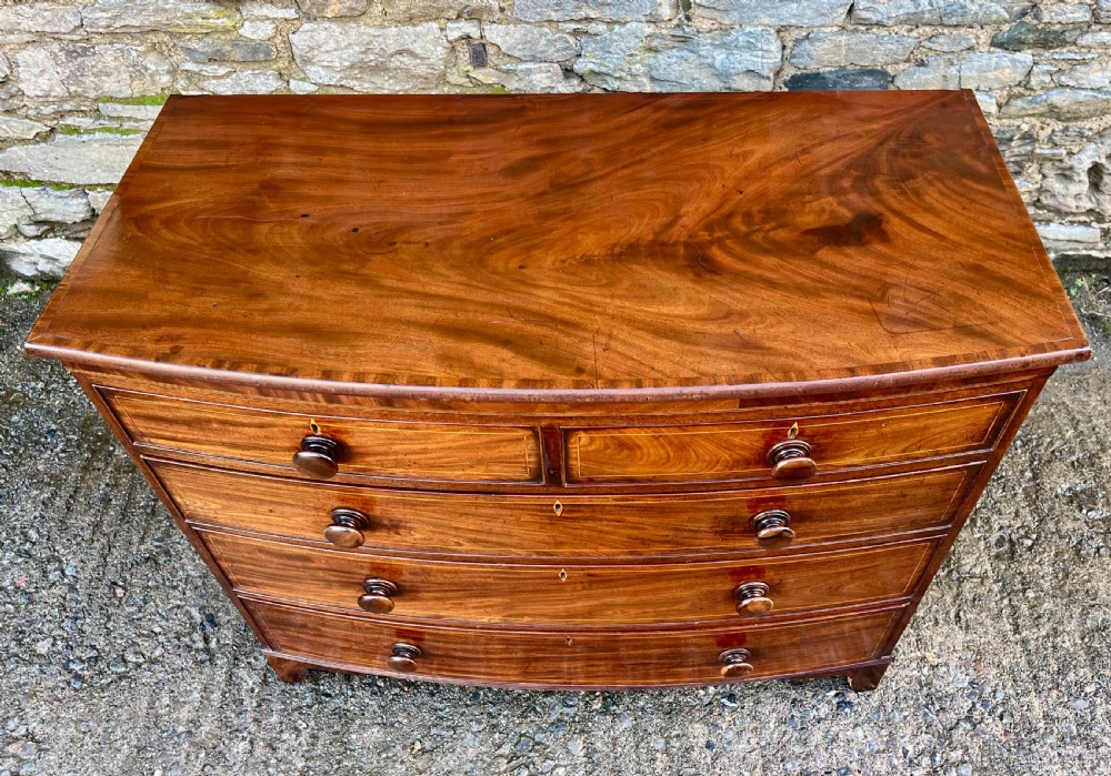 Regency Mahogany Bow Front Chest of Drawers View III