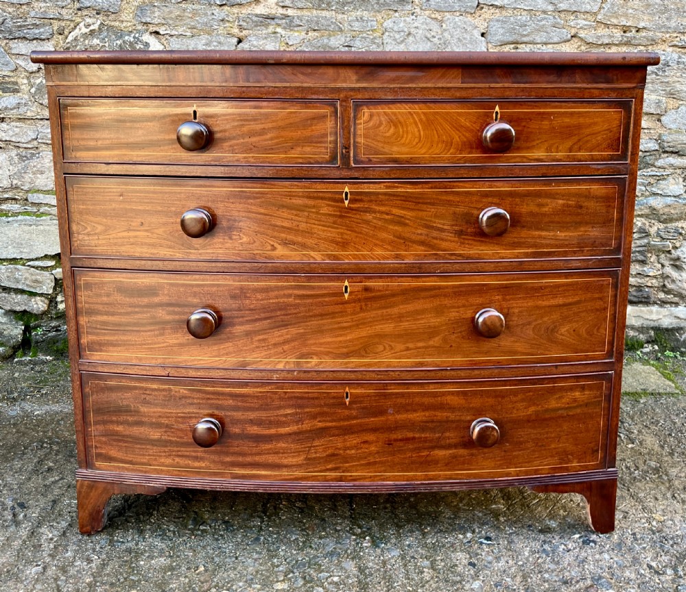Regency Mahogany Bow Front Chest of Drawers View IV